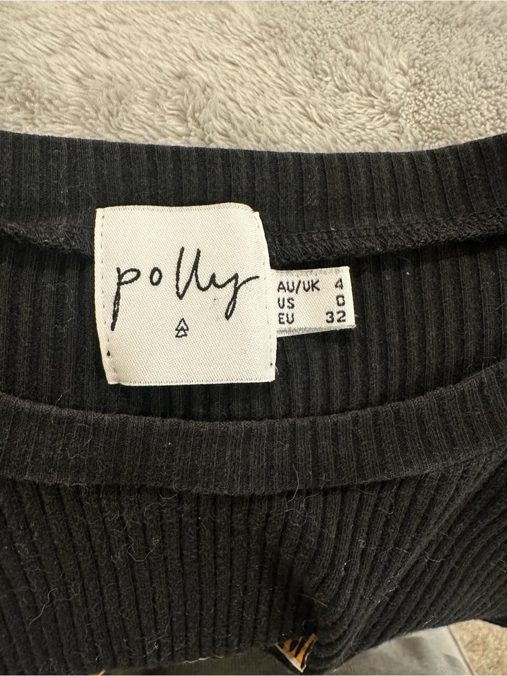 Polly Black Ribbed Babygirl Leopard Graphic Crop Top US 0 - Picture 4 of 6
